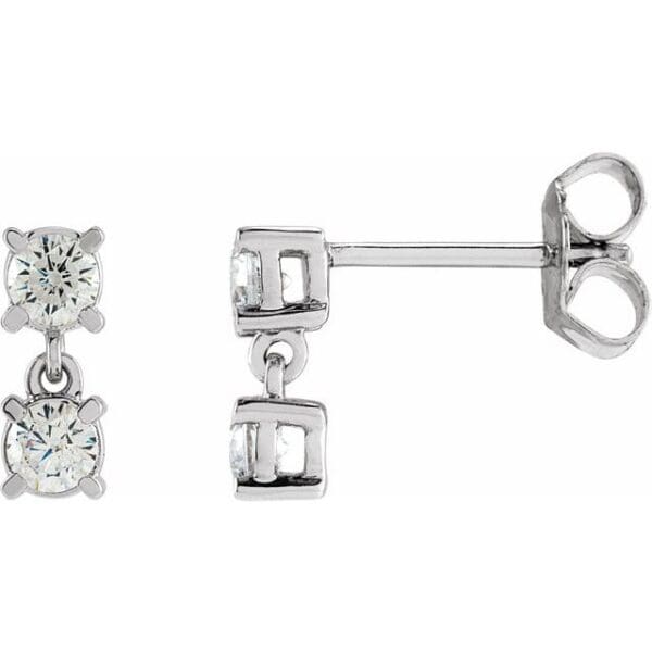 14K Yellow 1/2 CTW Lab-Grown Diamond Two-Stone Earrings