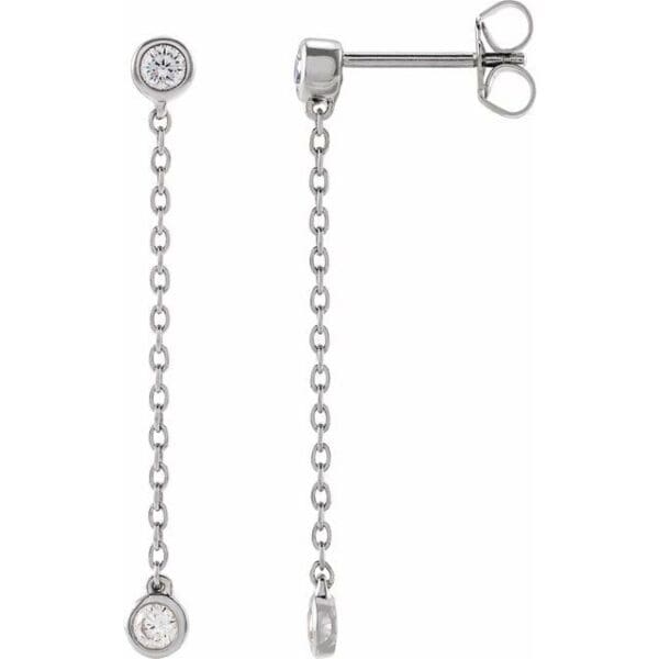 14K White 1/4 CTW Lab-Grown Diamond Chain Earrings