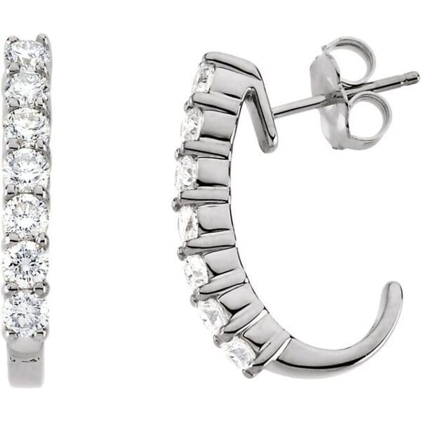 14K Yellow 1 CTW Natural Diamond J-Hoop Earrings