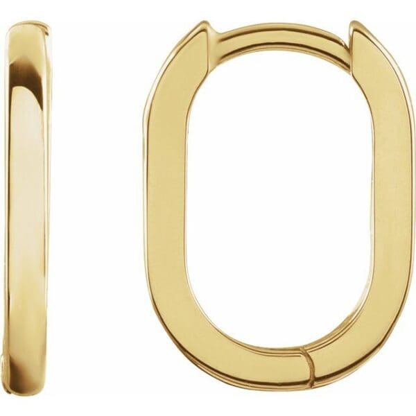 14K Yellow Elongated Oval 20 mm Hoop Earrings