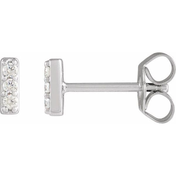 14K White 1/10 CTW Natural Diamond Bar Earrings