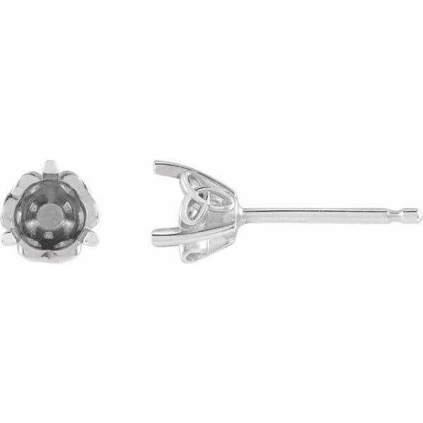14K Yellow 3.5 mm Round 3-Prong Celtic-Inspired Earring Mounting