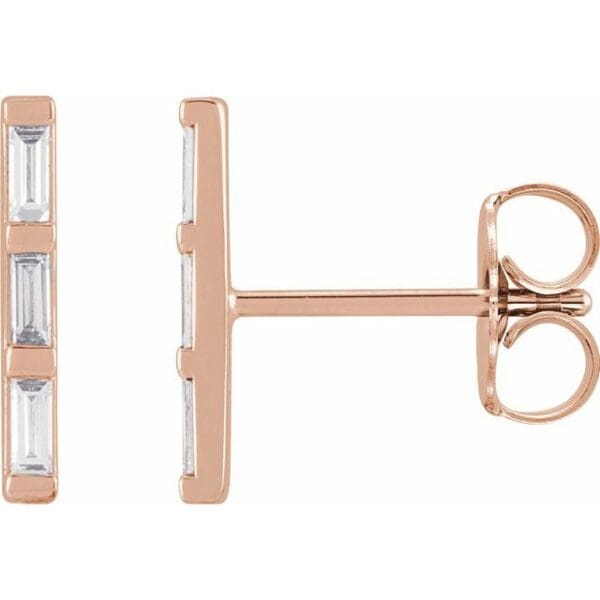 14K Yellow 1/8 CTW Natural Diamond Bar Earrings