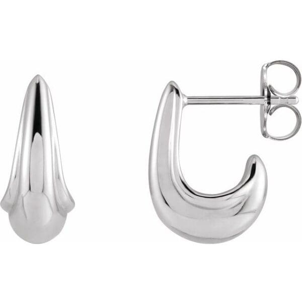 14K Yellow Tapered J-Hoop Earrings