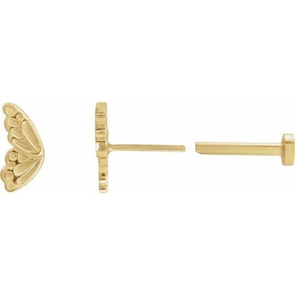 14K Yellow Butterfly Wing Earrings
