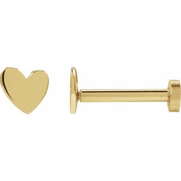 14K White 4 mm Asymmetrical Heart Earrings