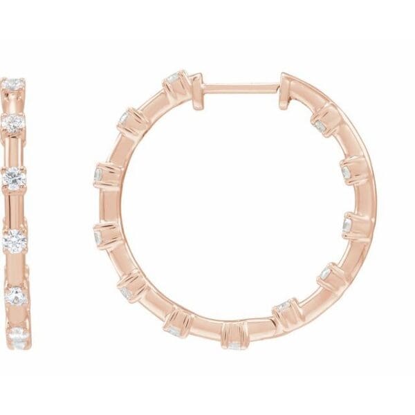 14K Yellow 1 CTW Lab-Grown Diamond Inside-Outside 25.1 mm Hoop Earrings