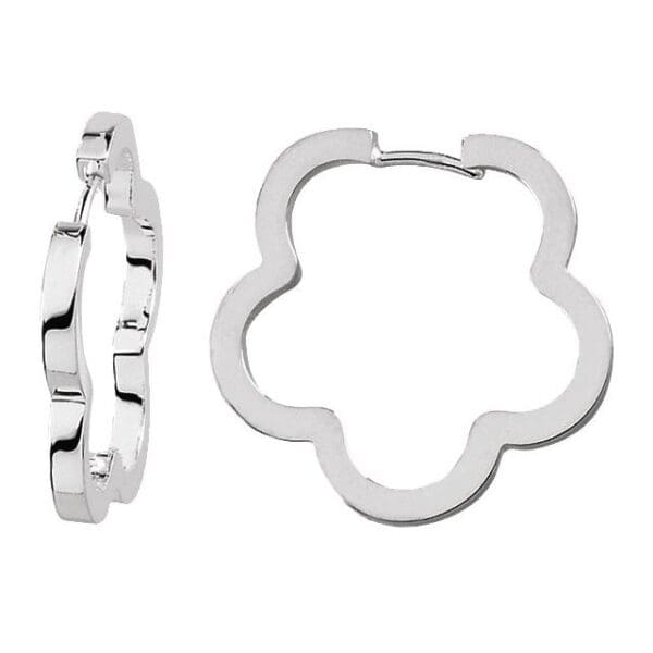 Sterling Silver Floral Hinged 26.6 mm Hoop Earring