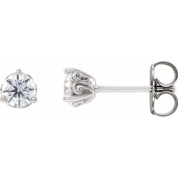 Platinum 4.5 mm Round 3-Prong Scroll Earring Mounting