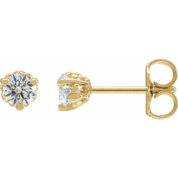 14K White 4 mm Round 3-Prong Fleur-de-Lis Earring Mounting
