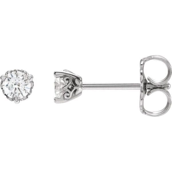 14K White 3/8 CTW Natural Diamond Vintage-Inspired Earrings