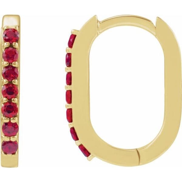 14K Yellow Natural Mozambique Garnet 20 mm Hoop Earrings