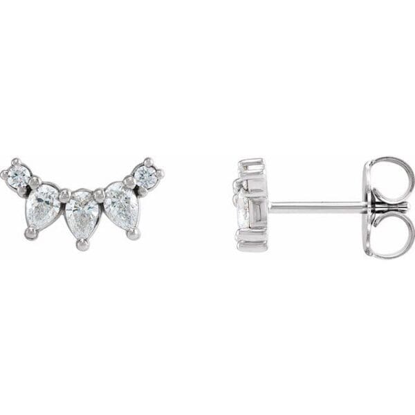 14K White 1/3 CTW Natural Diamond Curved Bar Earrings