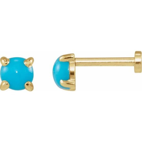14K Rose 3 mm Round Rose-Cut 4-Prong Claw Press Fit Back Earring Mounting