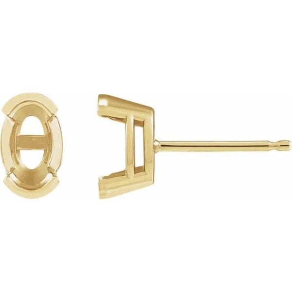 14K Yellow 5x3 mm Oval Half-Bezel Stud Earring Mounting
