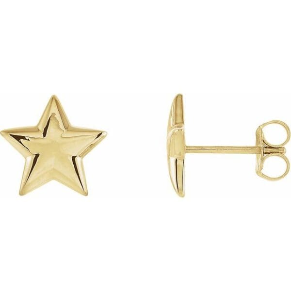 18K Yellow Star Earrings
