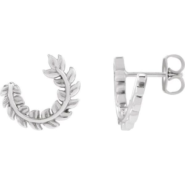 14K Yellow Floral Hoop Earrings