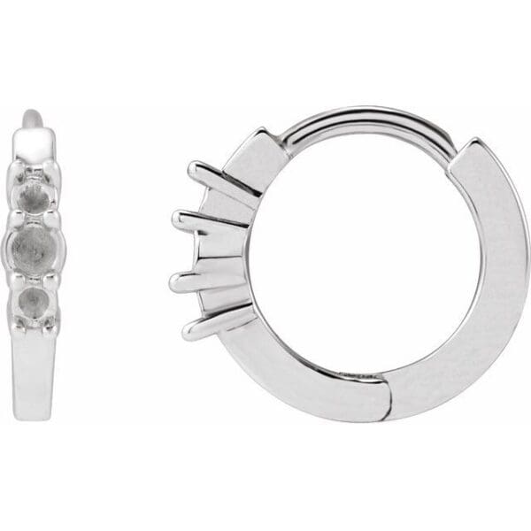 14K White Accented Hinged Hoop Earring Mounting