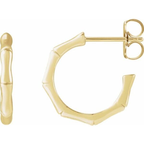 Sterling Silver 15.1 mm Bamboo Hoop Earrings