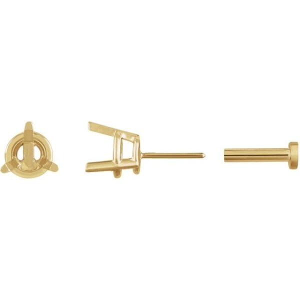 14K White .03 CT Natural Diamond Press Fit Back Stud Earring