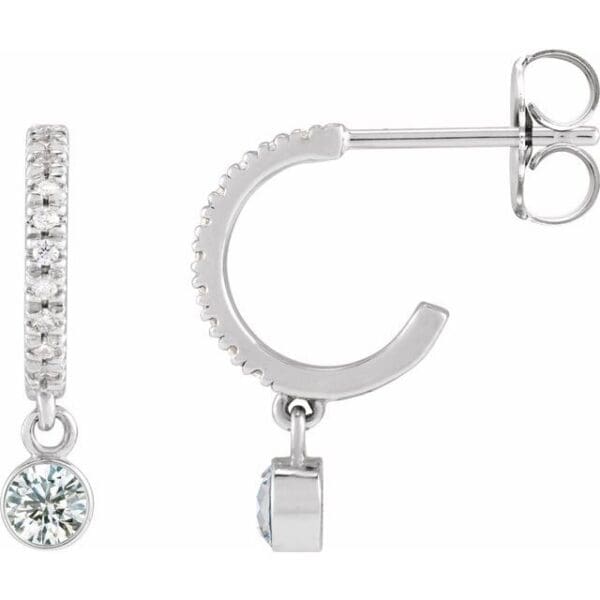 14K Yellow 3 mm Round Accented French-Set Hoop Earring Mounting