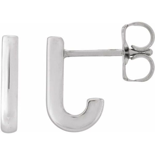 14K White J-Hoop Earrings
