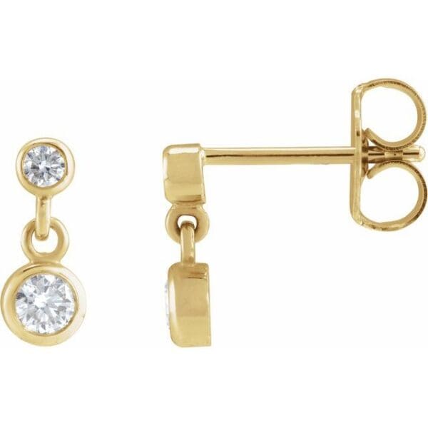 14K White Natural Pink Tourmaline & .05 CTW Natural Diamond Two-Stone Earrings