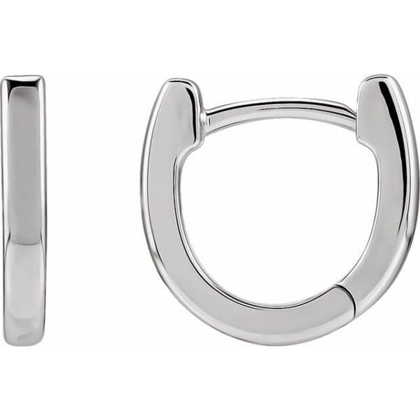 14K White 10 mm Hinged Hoop Earring