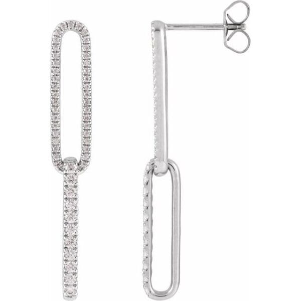 14K Yellow 1/2 CTW Lab-Grown Diamond Elongated Link Earrings