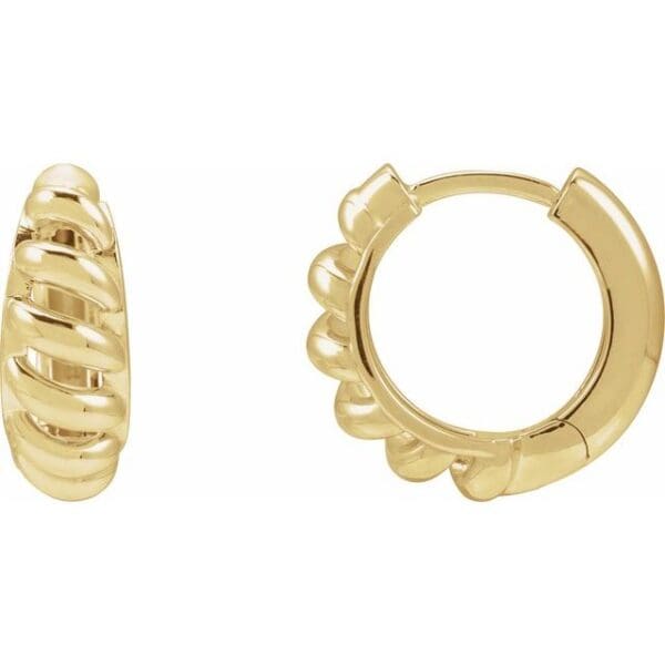 14K White Left Rope Dome 15.3 mm Hoop Earring