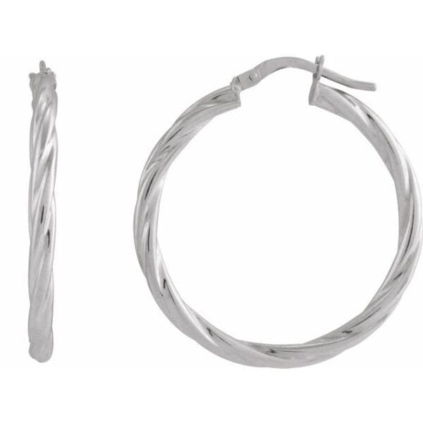 14K Yellow Twisted Tube 15 mm Hoop Earrings
