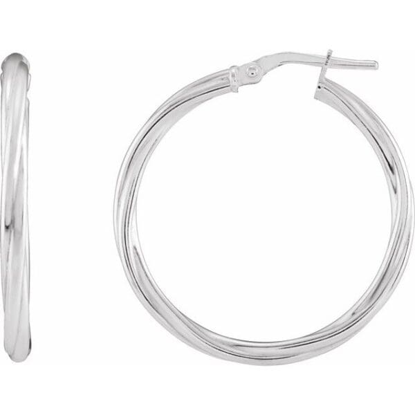 Sterling Silver Twisted Tube 15 mm Hoop Earrings