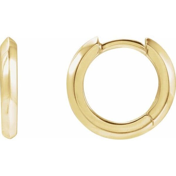 14K White Knife-Edge Hinge 10 mm Hoop Earrings