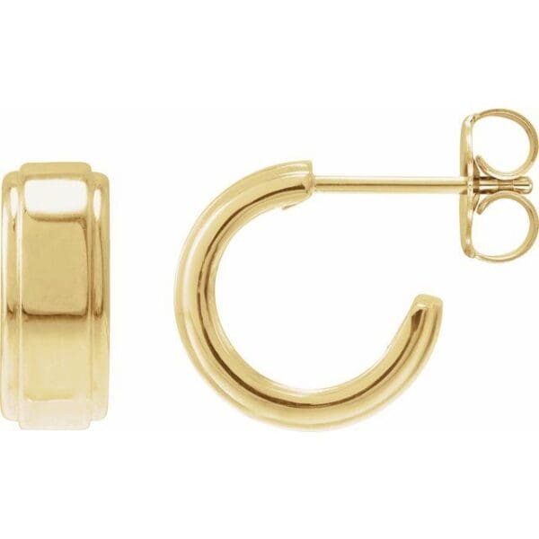 Sterling Silver Stepped-Edge 11.4 mm Hoop Earrings