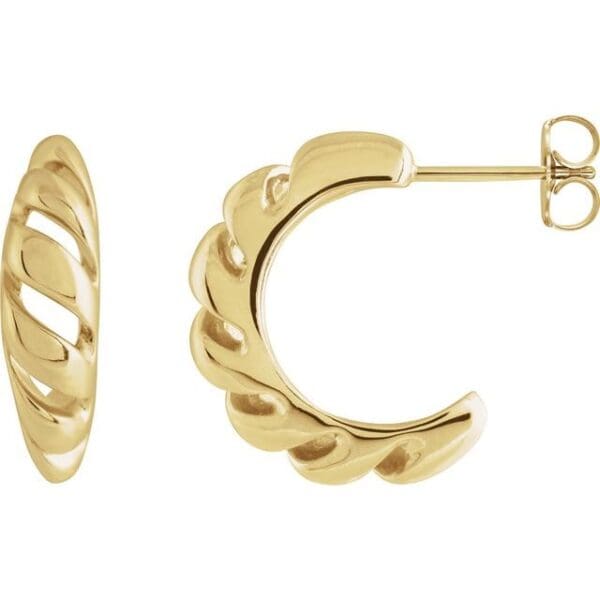 14K Yellow Left Rope 18.9 mm Hoop Earring