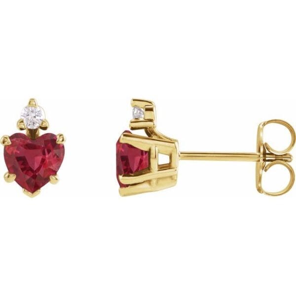 14K Rose 4 mm Heart .06 CTW Natural Diamond Semi-Set 5-Claw Prong Earrings