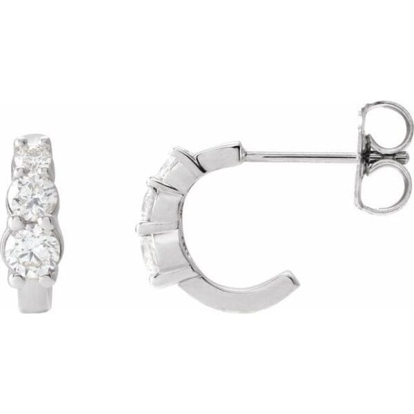 14K White Graduated Hoop Earring Mounting