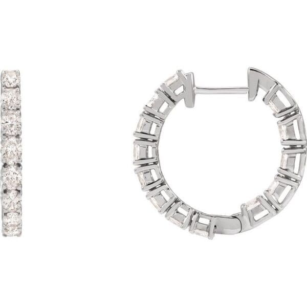 14K Yellow 2 5/8 CTW Natural Diamond Inside-Outside 20.6 mm Hoop Earrings