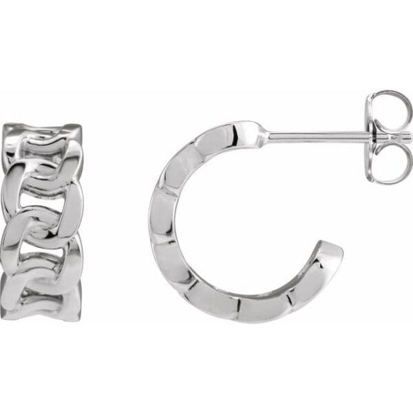 14K Yellow Chain Link Left 12 mm Hoop Earring