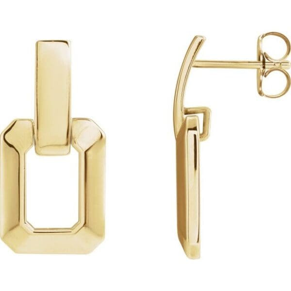 14K White Geometric Drop Earrings