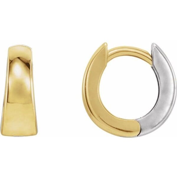 14K Yellow/White Hinged 10.25 mm Hoop Earring