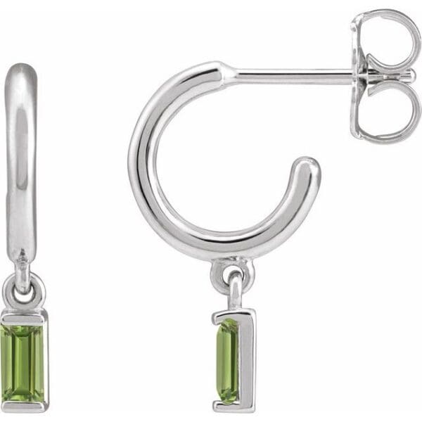 Sterling Silver Natural Pink Tourmaline 17.6 mm Hoop Earrings