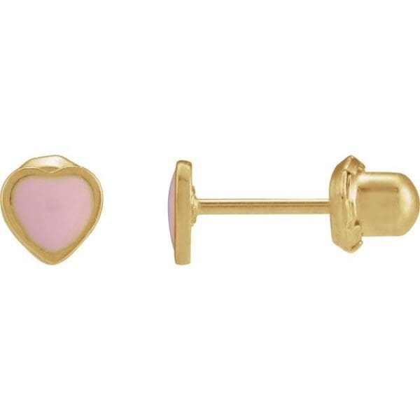 24K Yellow Gold-Plated Stainless Steel 5.1 mm Red Enamel Heart  Inverness® Piercing Earrings