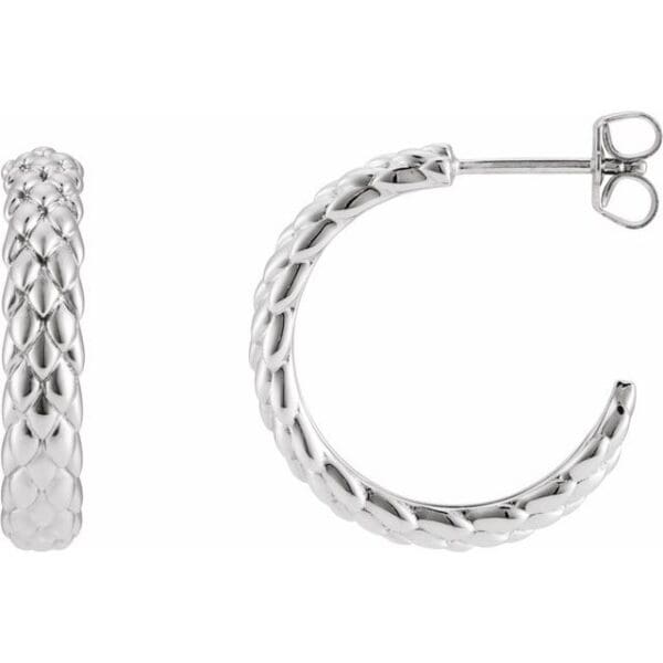 14K Yellow 20.5 mm Scale Hoop Earrings