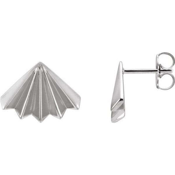 14K Yellow Fan Stud Earrings