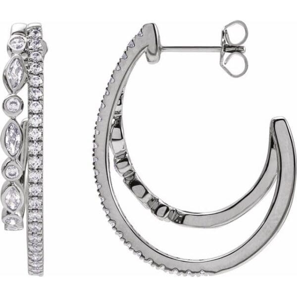 14K Yellow 1 1/5 CTW Natural Diamond 30.5 mm Hoop Earrings