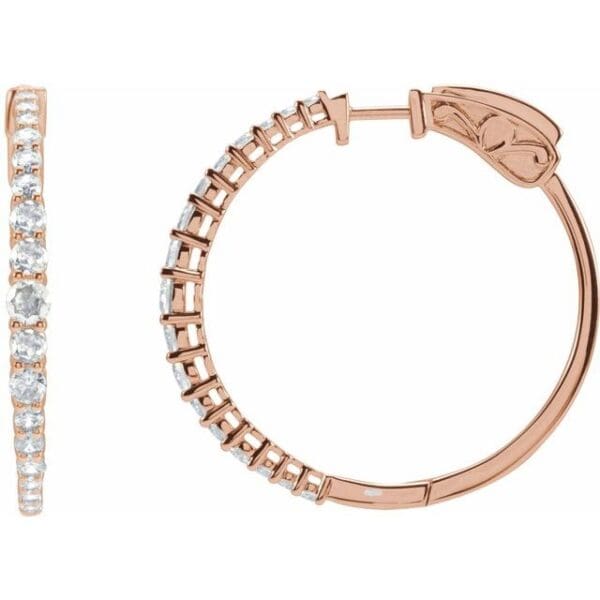 14K White 1 1/3 CTW Natural Diamond 30 mm Hoop Earrings