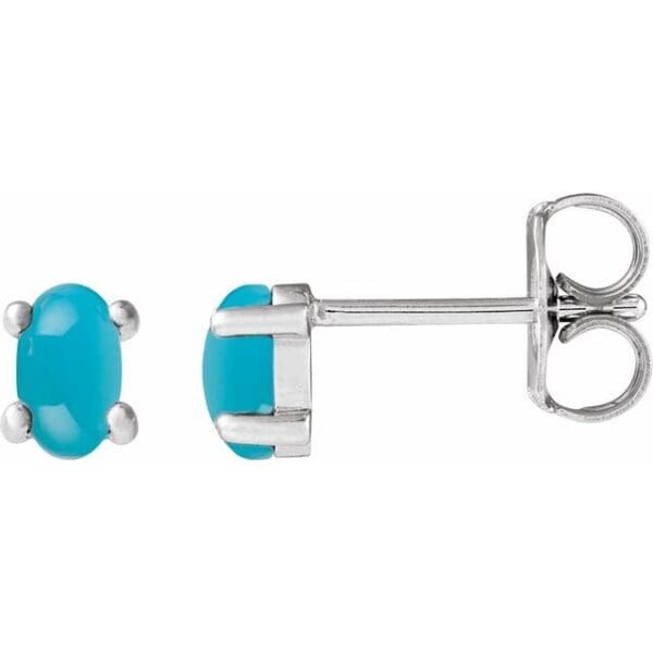 Sterling Silver 12x10 mm Oval 4-Prong Cabochon Stud Earring Mounting