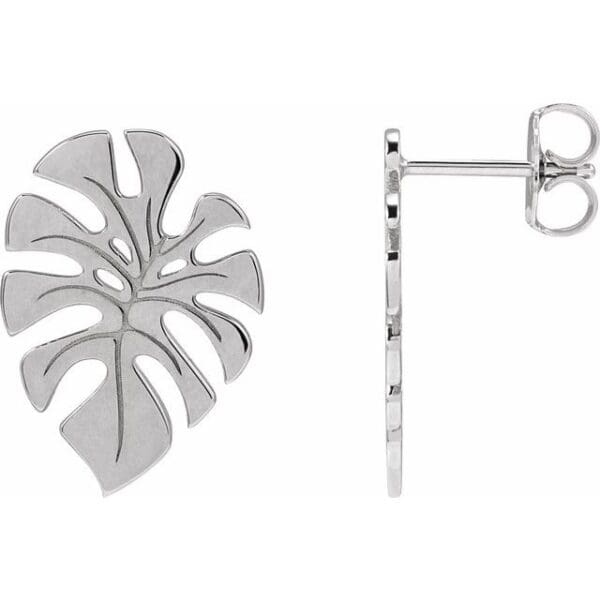 14K Yellow Monstera Leaf Stud Earrings