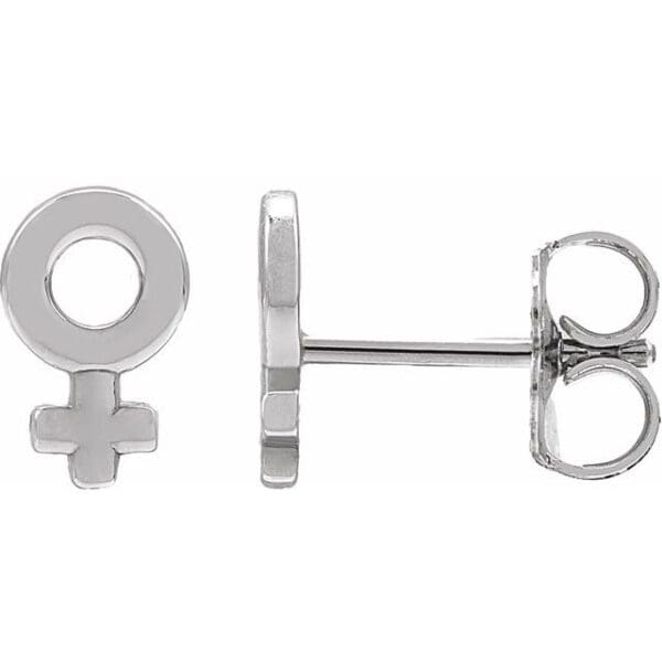 14K Yellow Venus Symbol Stud Earrings